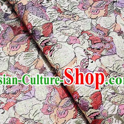 Japanese Traditional Purple Butterfly Pattern Kimono Brocade Fabric Tapestry Satin Fabric Nishijin Material