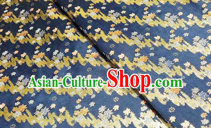 Japanese Traditional Maple Leaf Pattern Kimono Navy Brocade Fabric Tapestry Satin Fabric Nishijin Material Japanese Traditional Maple Leaf Pattern Kimono Navy Brocade Fabric Tapestry Satin Fabric Nishijin Material
