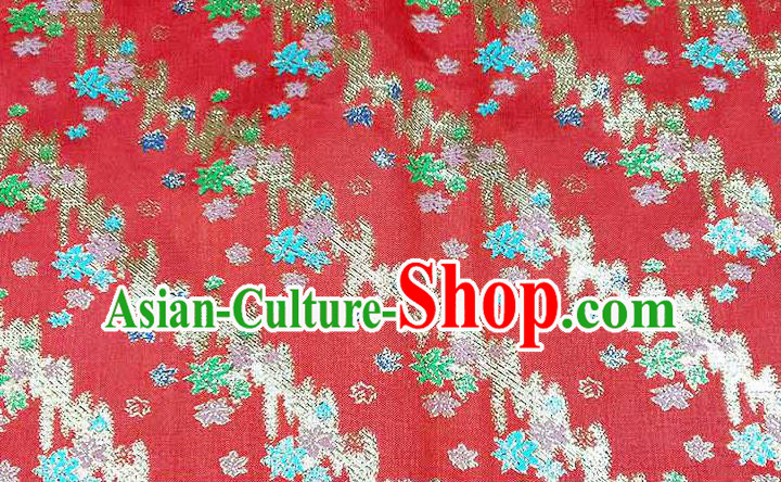 Japanese Traditional Maple Leaf Pattern Kimono Red Brocade Fabric Tapestry Satin Fabric Nishijin Material Japanese Traditional Maple Leaf Pattern Kimono Red Brocade Fabric Tapestry Satin Fabric Nishijin Material