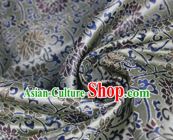 Chinese Traditional Twine Lotus Pattern Grey Brocade Fabric Silk Satin Fabric Hanfu Material Chinese Traditional Twine Lotus Pattern Grey Brocade Fabric Silk Satin Fabric Hanfu Material
