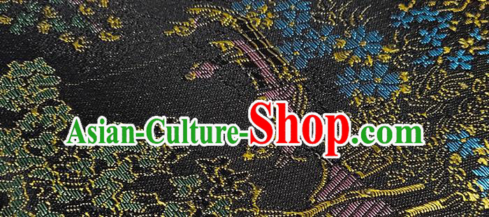 Chinese Traditional Scenery Pattern Black Brocade Fabric Silk Satin Fabric Hanfu Material