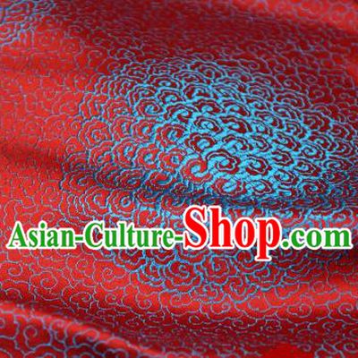 Chinese Traditional Auspicious Clouds Pattern Red Brocade Fabric Silk Satin Fabric Hanfu Material