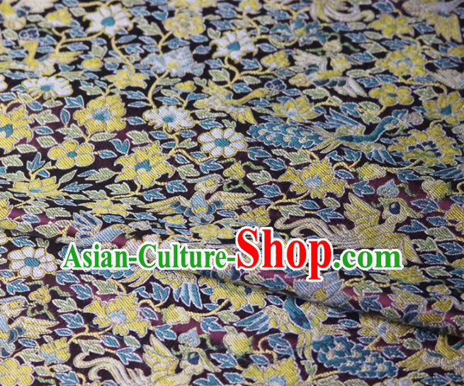 Chinese Traditional Peacock Pattern Black Brocade Fabric Silk Satin Fabric Hanfu Material Chinese Traditional Peacock Pattern Black Brocade Fabric Silk Satin Fabric Hanfu Material
