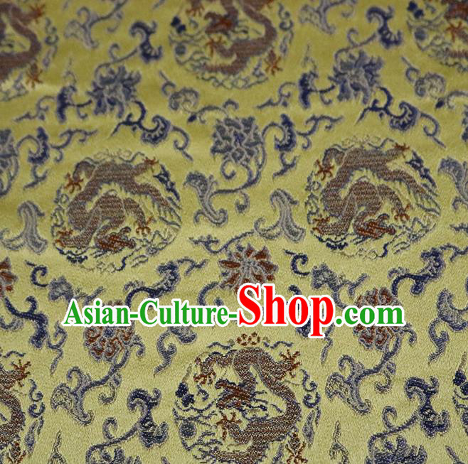 Chinese Traditional Dragon Pattern Golden Brocade Fabric Silk Satin Fabric Hanfu Material