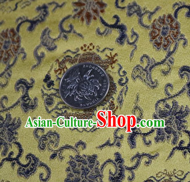 Chinese Traditional Dragon Pattern Golden Brocade Fabric Silk Satin Fabric Hanfu Material