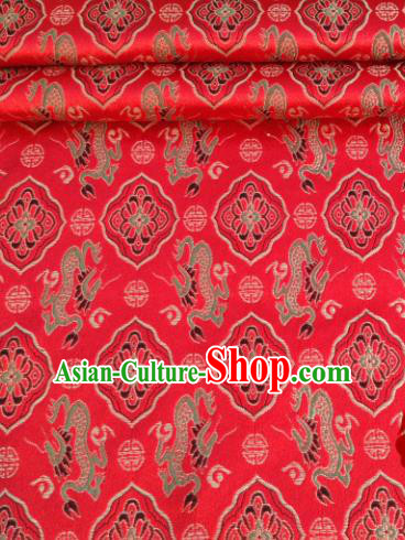 Chinese Traditional Lucky Dragon Pattern Red Brocade Fabric Silk Satin Fabric Hanfu Material Chinese Traditional Lucky Dragon Pattern Red Brocade Fabric Silk Satin Fabric Hanfu Material