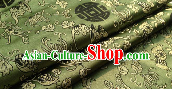 Chinese Traditional Chrysanthemum Pattern Green Brocade Fabric Silk Satin Fabric Hanfu Material Chinese Traditional Chrysanthemum Pattern Green Brocade Fabric Silk Satin Fabric Hanfu Material