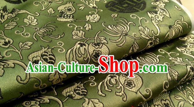 Chinese Traditional Chrysanthemum Pattern Green Brocade Fabric Silk Satin Fabric Hanfu Material Chinese Traditional Chrysanthemum Pattern Green Brocade Fabric Silk Satin Fabric Hanfu Material
