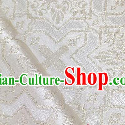 Japanese Traditional Pattern Kimono White Brocade Fabric Tapestry Satin Fabric Nishijin Material