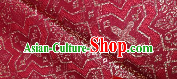 Japanese Traditional Pattern Kimono Red Brocade Fabric Tapestry Satin Fabric Nishijin Material Japanese Traditional Pattern Kimono Red Brocade Fabric Tapestry Satin Fabric Nishijin Material