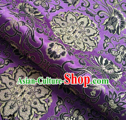 Chinese Traditional Lotus Pattern Purple Brocade Fabric Silk Tapestry Satin Fabric Hanfu Material Chinese Traditional Lotus Pattern Purple Brocade Fabric Silk Tapestry Satin Fabric Hanfu Material