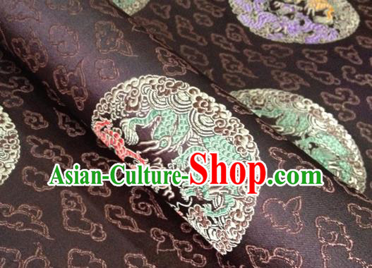 Chinese Traditional Round Dragon Pattern Brown Brocade Fabric Silk Tapestry Satin Fabric Hanfu Material Chinese Traditional Round Dragon Pattern Brown Brocade Fabric Silk Tapestry Satin Fabric Hanfu Material