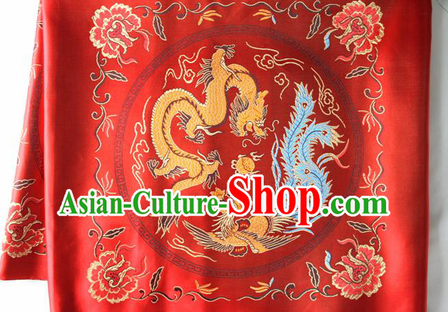 Chinese Traditional Dragon Phoenix Pattern Red Brocade Fabric Silk Tapestry Satin Fabric Hanfu Material Chinese Traditional Dragon Phoenix Pattern Red Brocade Fabric Silk Tapestry Satin Fabric Hanfu Material