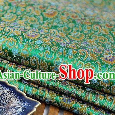 Chinese Traditional Celosia Cristata Pattern Green Brocade Fabric Silk Tapestry Satin Fabric Hanfu Material