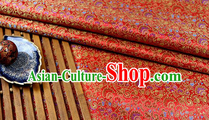 Chinese Traditional Celosia Cristata Pattern Red Brocade Fabric Silk Tapestry Satin Fabric Hanfu Material Chinese Traditional Celosia Cristata Pattern Red Brocade Fabric Silk Tapestry Satin Fabric Hanfu Material