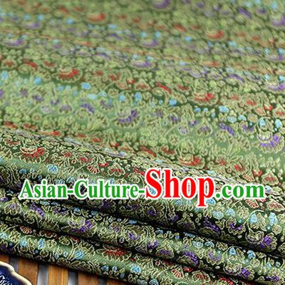 Chinese Traditional Celosia Cristata Pattern Olive Green Brocade Fabric Silk Tapestry Satin Fabric Hanfu Material