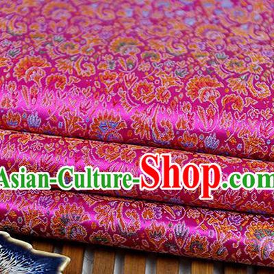 Chinese Traditional Celosia Cristata Pattern Rosy Brocade Fabric Silk Tapestry Satin Fabric Hanfu Material