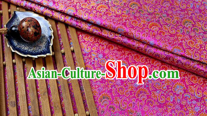 Chinese Traditional Celosia Cristata Pattern Rosy Brocade Fabric Silk Tapestry Satin Fabric Hanfu Material