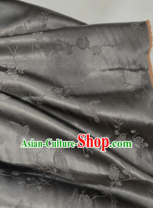 Chinese Traditional Flowers Birds Pattern Black Silk Fabric Hanfu Material Chinese Traditional Flowers Birds Pattern Black Silk Fabric Hanfu Material