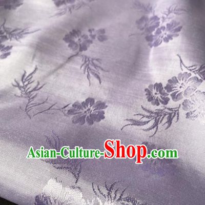 Chinese Traditional Pattern Lilac Silk Fabric Hanfu Brocade Material