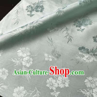Chinese Traditional Flowers Pattern Light Green Silk Fabric Hanfu Brocade Material