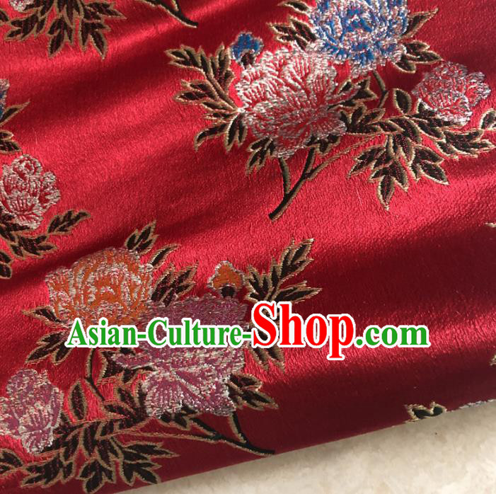 Chinese Traditional Peony Pattern Red Silk Fabric Hanfu Brocade Material Chinese Traditional Peony Pattern Red Silk Fabric Hanfu Brocade Material