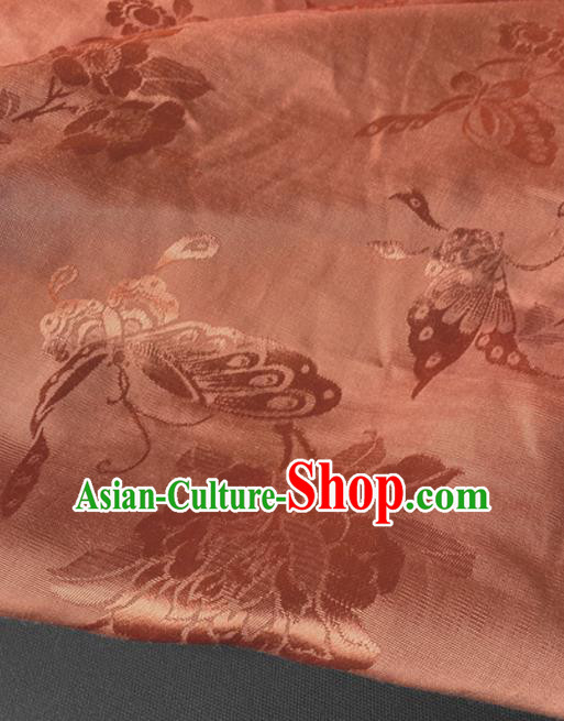 Chinese Traditional Butterfly Peony Pattern Orange Silk Fabric Hanfu Brocade Material Chinese Traditional Butterfly Peony Pattern Orange Silk Fabric Hanfu Brocade Material
