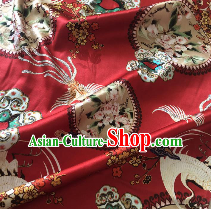 Chinese Traditional Phoenix Plum Pattern Red Silk Fabric Hanfu Brocade Material Chinese Traditional Phoenix Plum Pattern Red Silk Fabric Hanfu Brocade Material