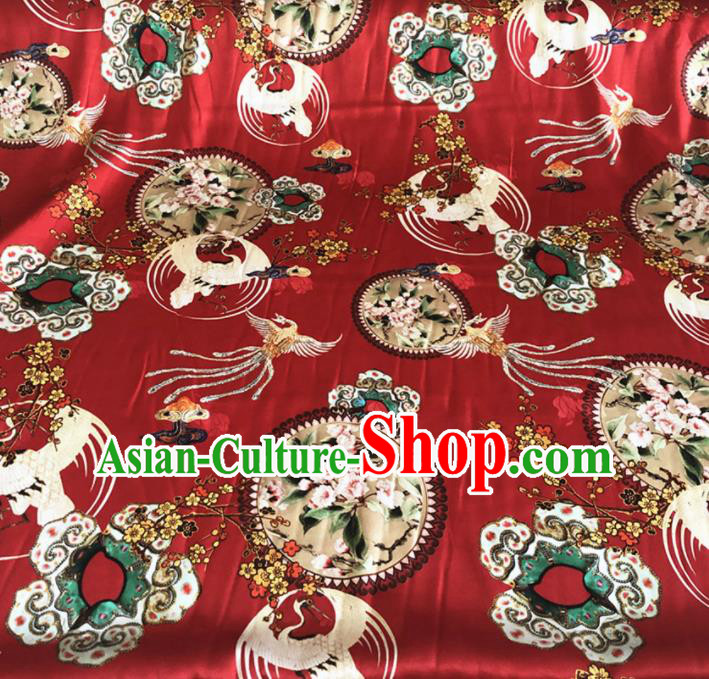 Chinese Traditional Phoenix Plum Pattern Red Silk Fabric Hanfu Brocade Material Chinese Traditional Phoenix Plum Pattern Red Silk Fabric Hanfu Brocade Material