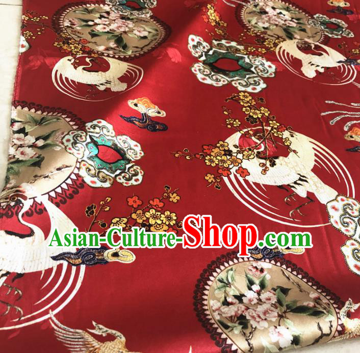 Chinese Traditional Phoenix Plum Pattern Red Silk Fabric Hanfu Brocade Material Chinese Traditional Phoenix Plum Pattern Red Silk Fabric Hanfu Brocade Material