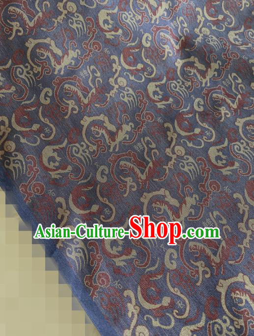 Chinese Traditional Dragon Pattern Navy Silk Fabric Hanfu Gambiered Guangdong Gauze Material Chinese Traditional Dragon Pattern Navy Silk Fabric Hanfu Gambiered Guangdong Gauze Material