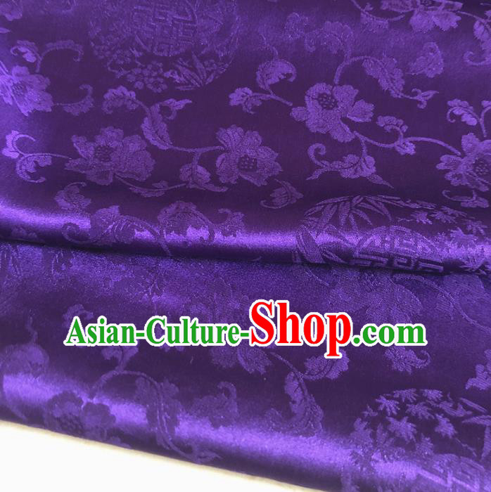 Chinese Traditional Twine Flowers Pattern Purple Silk Fabric Hanfu Brocade Material Chinese Traditional Twine Flowers Pattern Purple Silk Fabric Hanfu Brocade Material