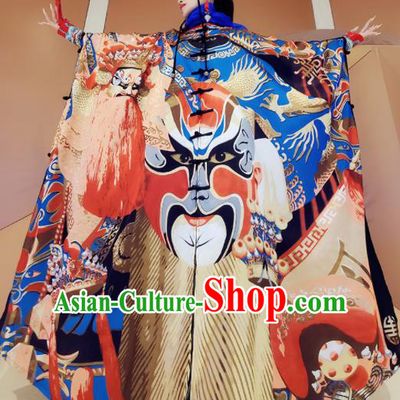 Chinese Traditional National Printing Opera Dress Tang Suit Cloak for Women
