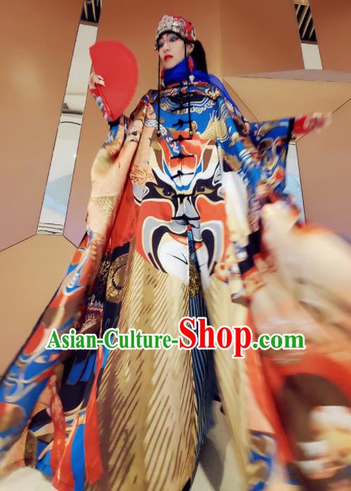 Chinese Traditional National Printing Opera Dress Tang Suit Cloak for Women Chinese Traditional National Printing Opera Dress Tang Suit Cloak for Women