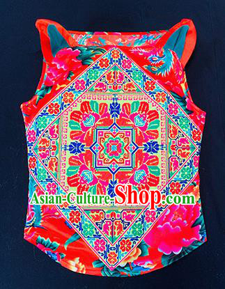 Chinese Traditional Embroidered Red Vest Tang Suit Waistcoat Costume for Women Chinese Traditional Embroidered Red Vest Tang Suit Waistcoat Costume for Women