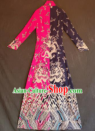 Chinese Traditional National Rosy Linen Qipao Tang Suit Cheongsam Dress Costume for Women Chinese Traditional National Rosy Linen Qipao Tang Suit Cheongsam Dress Costume for Women