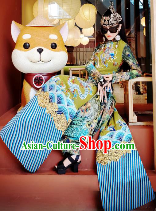 Chinese Traditional National Satin Blouse and Dress Tang Suit Cheongsam Costume for Women Chinese Traditional National Satin Blouse and Dress Tang Suit Cheongsam Costume for Women