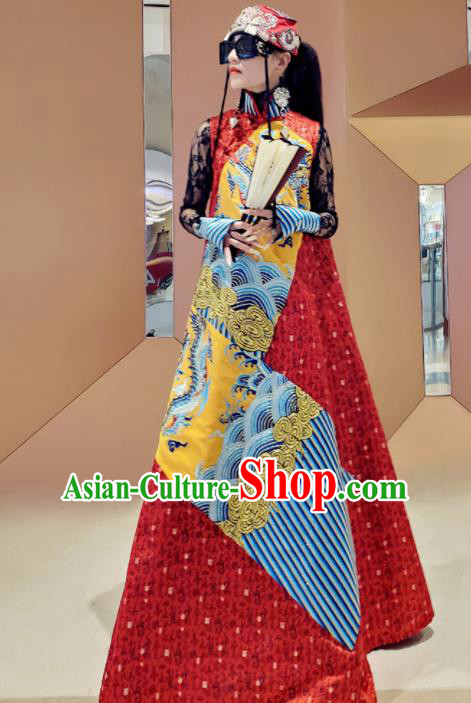 Chinese Traditional National Embroidered Red Qipao Dress Tang Suit Cheongsam Costume for Women Chinese Traditional National Embroidered Red Qipao Dress Tang Suit Cheongsam Costume for Women