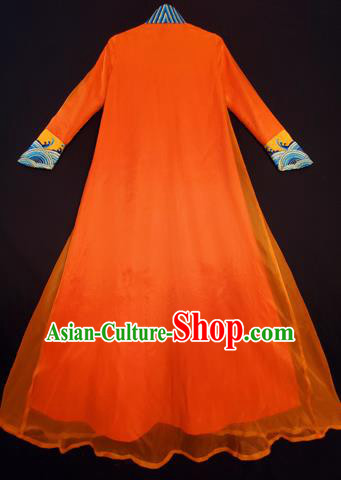 Chinese Traditional National Embroidered Orange Qipao Dress Tang Suit Cheongsam Costume for Women Chinese Traditional National Embroidered Orange Qipao Dress Tang Suit Cheongsam Costume for Women