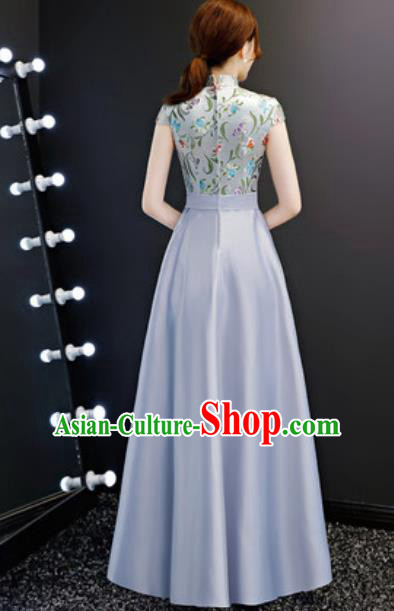 Chinese Traditional Grey Qipao Dress Compere Cheongsam Costume for Women Chinese Traditional Grey Qipao Dress Compere Cheongsam Costume for Women