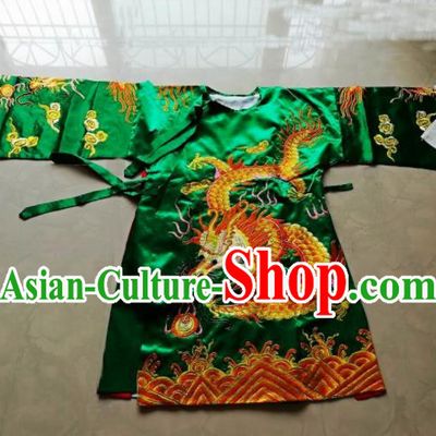 Chinese Traditional God Embroidered Green Priest Frock Taoism Deity Costume