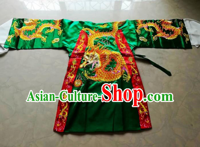 Chinese Traditional God Embroidered Green Priest Frock Taoism Deity Costume Chinese Traditional God Embroidered Green Priest Frock Taoism Deity Costume