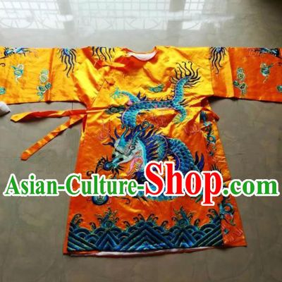 Chinese Traditional God Embroidered Golden Priest Frock Taoism Deity Costume