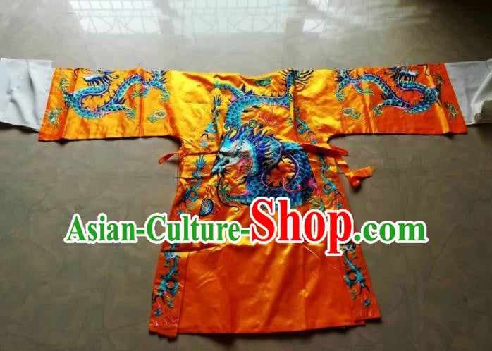 Chinese Traditional God Embroidered Golden Priest Frock Taoism Deity Costume