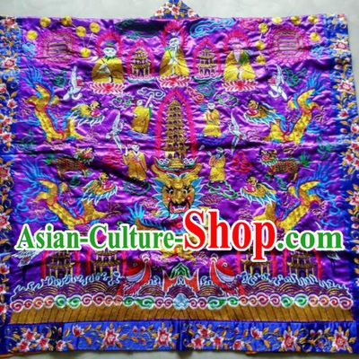 Chinese National Quanzhen Taoist Frock Embroidered Purple Cassock Traditional Taoism Rites Costume for Men