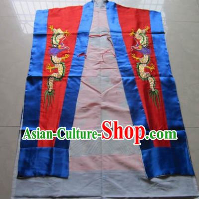 Chinese National Quanzhen Red Taoist Frock Embroidered Dragon Cassock Traditional Taoism Rites Costume for Men