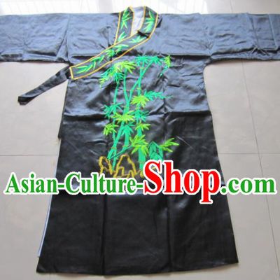 Chinese Traditional God Embroidered Black Priest Frock Taoism Deity Costume