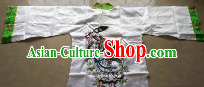 Chinese Traditional God Embroidered White Priest Frock Taoism Deity Costume Chinese Traditional God Embroidered White Priest Frock Taoism Deity Costume