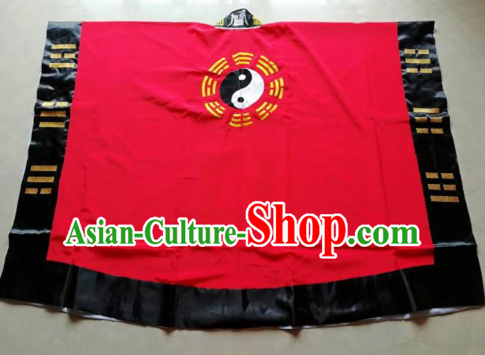 Chinese National Taoist Red Priest Frock Cassock Traditional Taoism Rites Costume for Men