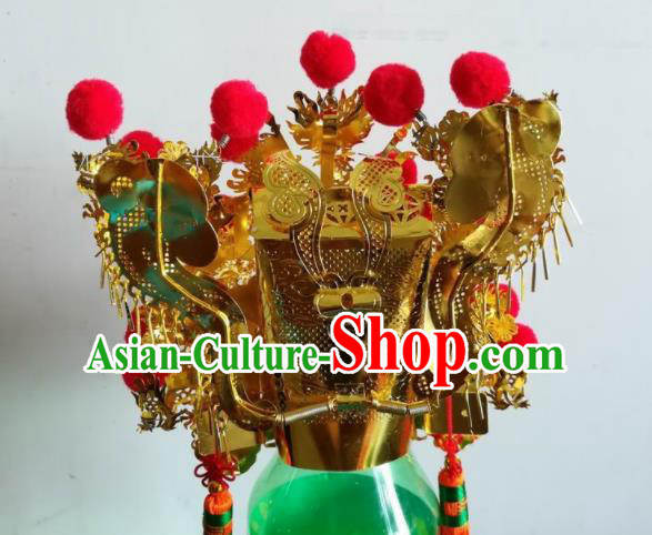 Chinese Traditional God Statue Golden Hat Taoism Royal Highness Headwear Chinese Traditional God Statue Golden Hat Taoism Royal Highness Headwear